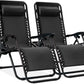 Adjustable Steel Mesh Zero Gravity Lounge Chairs with Cup Holders & Pillows - Portable Recliners for Outdoor Relaxation and Comfort