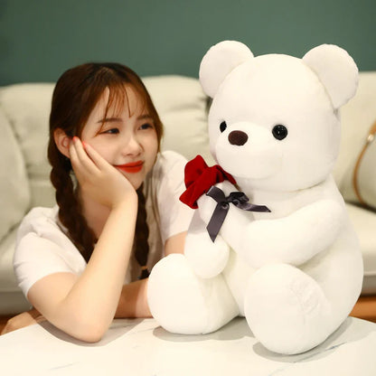 Teddy Bear Plush With Rose White Kawaii Stuffed Doll Romantic Valentines Day Gift 2026