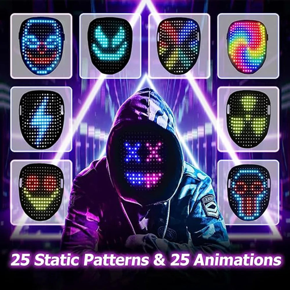 Maschera LED con Sensore di Gesti Maschera Facciale Luminosa Halloween 2025