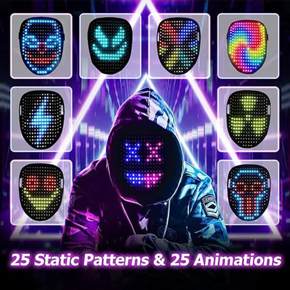 Maschera LED con Sensore di Gesti Maschera Facciale Luminosa Halloween 2025