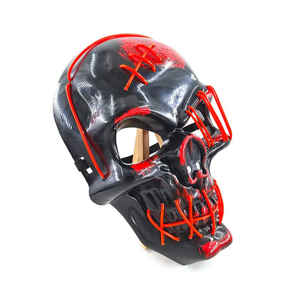 LED Glowing Skull Mask Full Face Halloween 2025 Cosplay