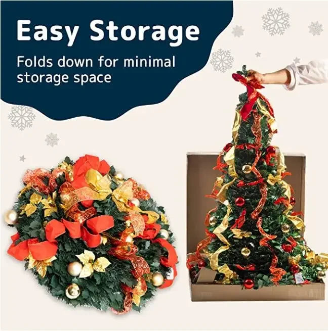 Pre-Lit 1.8M Collapsible Christmas Tree with Warm Lights