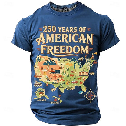 Soft unisex graphic tee - distressed flag print, 250-year design, durable cotton, casual everyday wear