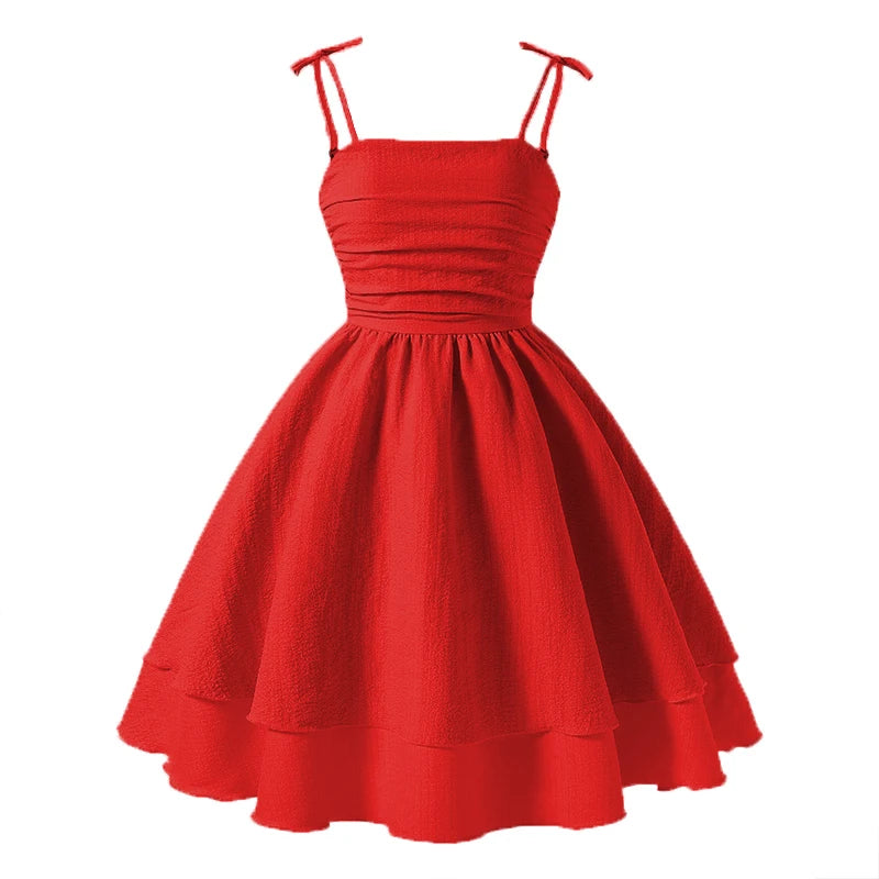 Lightweight Girls' Dress - Tiered Sling Dress, Polyester Elastane, For Birthday Party, Pageant, Communion