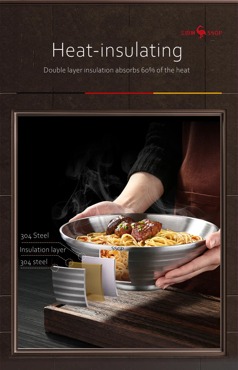 Ciotola per Ramen in Acciaio Inossidabile 1.4L Isolante Regalo di Natale