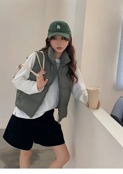 Lightweight Women's Down Vest - Cropped Boxy, Duck Fill