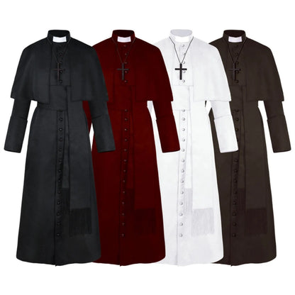 Middeleeuws katholiek priesterkostuum, pauselijke geestelijke, kazuifel-cosplaykostuum voor mannen, Halloween 2026