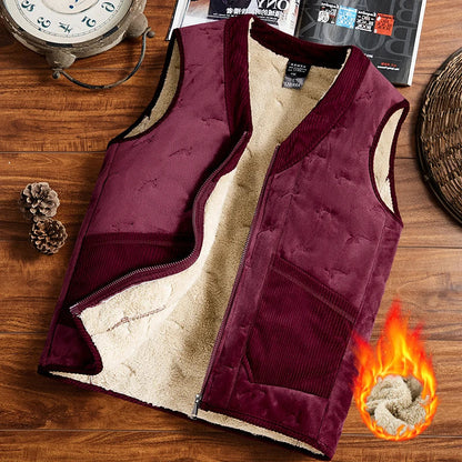 Warm Cozy Men's Vest - Sleeveless Zipper, Lined Winter
