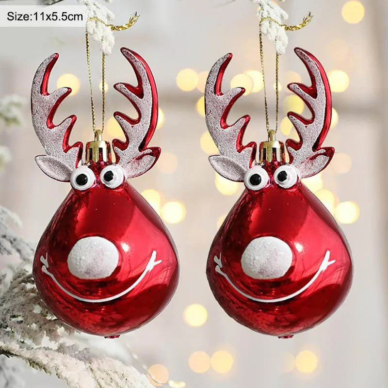 Set of 2 Elk-Themed Christmas Tree Ornaments - Festive Baubles for Home Holiday Decor, 2024 New Year Celebration