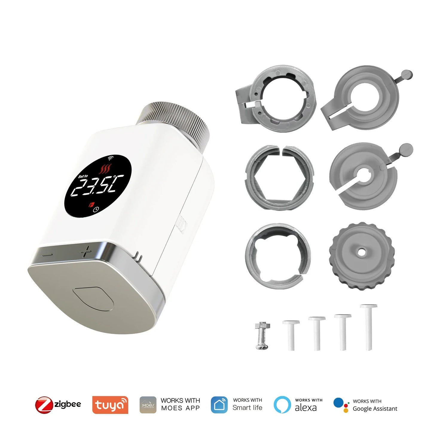 Smart termostat radiatorkontrolventil TRV med WiFi ZigBee app fjernbetjening energibesparelse efterår 2025