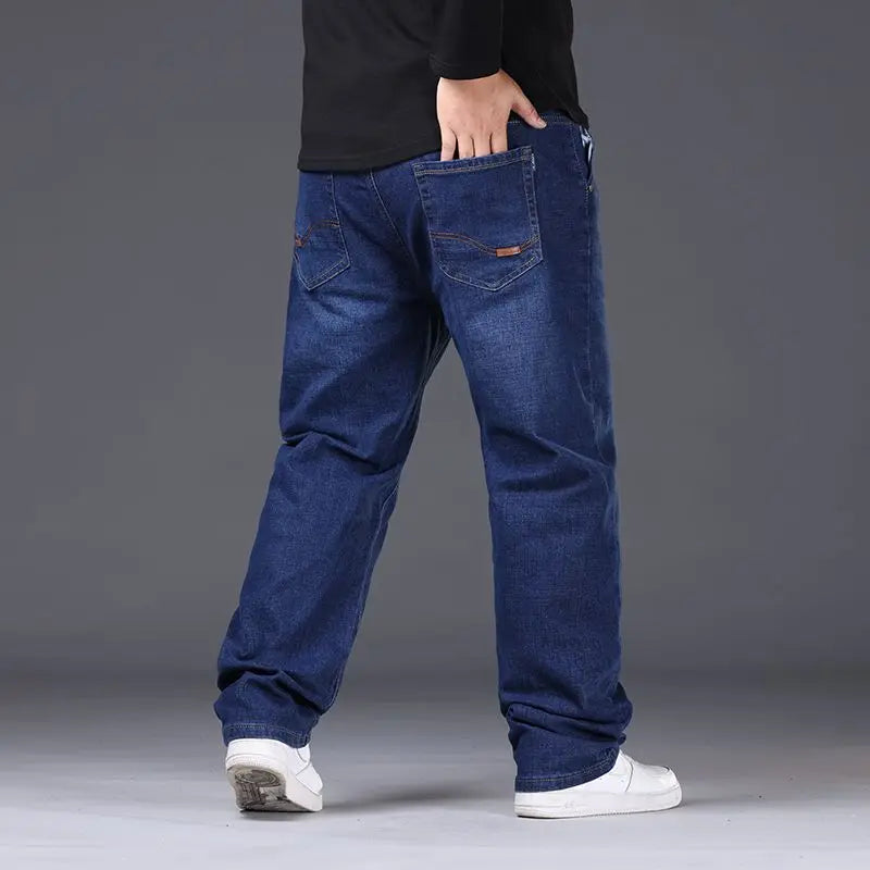 Oversized Relaxed Men's Jeans - High Waist, Stretch Denim