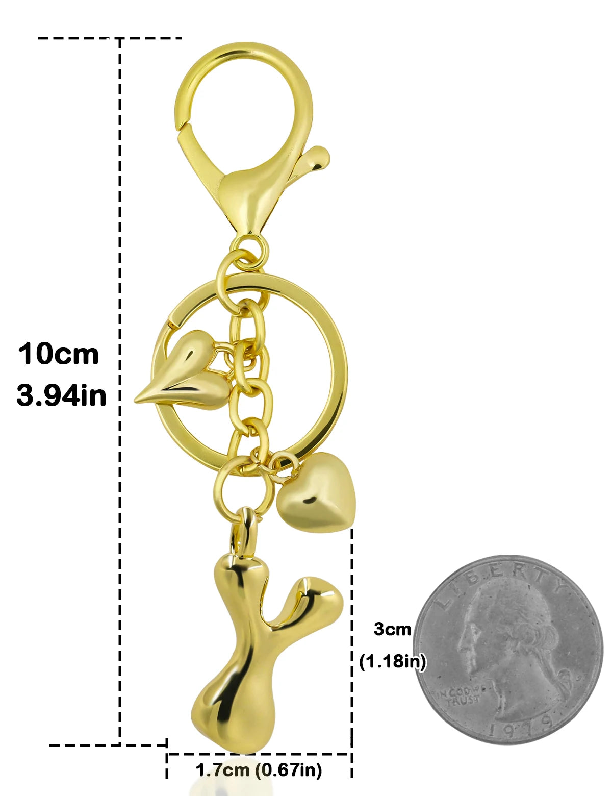 Personlig nøglering guld boblebogstav taskevedhæng gave