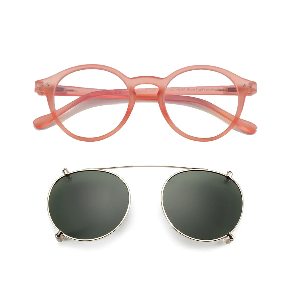 Clip-On Zonnebril Retro Ronde Monturen Anti Blauw Licht Polariserende Clip-Ons Zomer 2026
