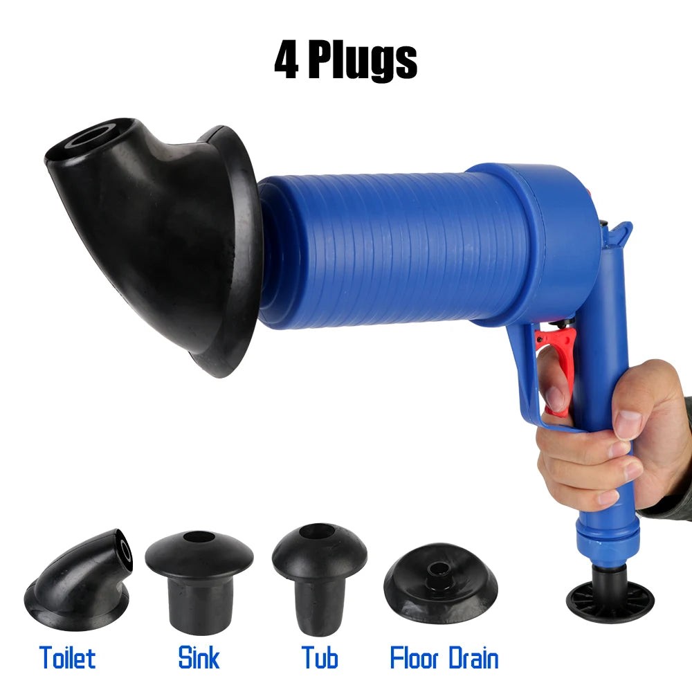 Drain Cleaner 4 Piece Plunger Kit Manual Air Pump Unblocker for Sinks Basins Drains Fall 2026 Quick Home Cleanup