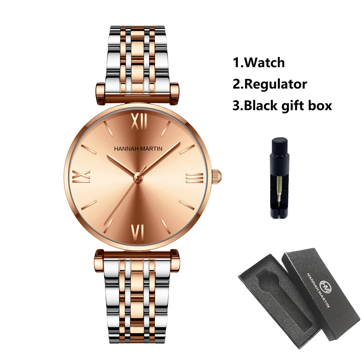 Timeless women's rose gold quartz wristwatch - stainless steel water-resistant minimalist round dial