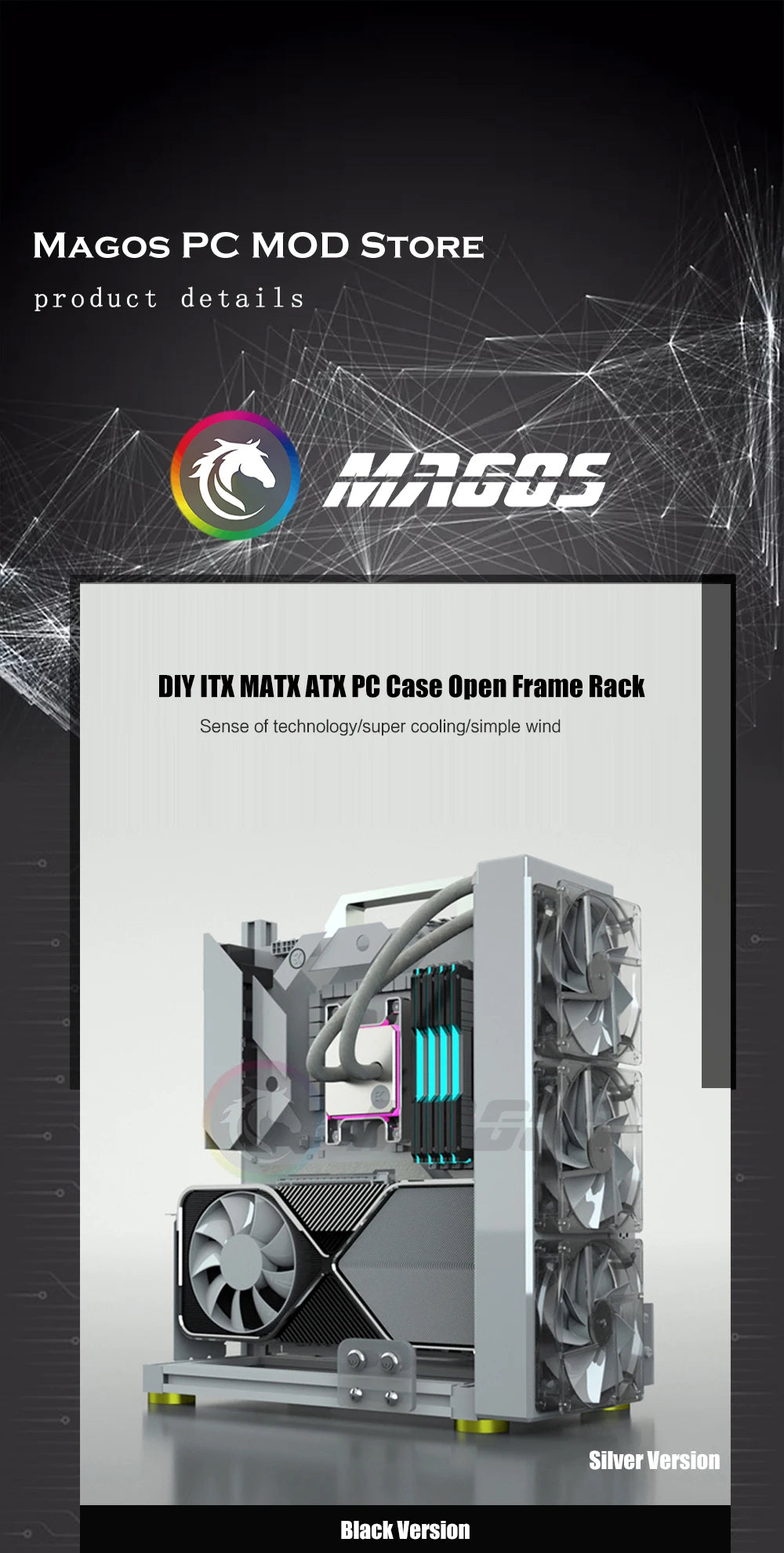Boîtier PC Open Frame Modulaire ATX MATX ITX Aluminium Rack