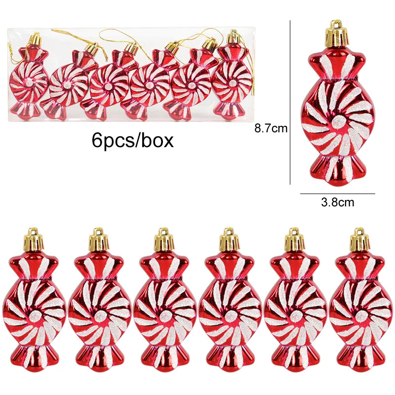 6-Pack Christmas Candy Cane Ornaments - Festive Tree Decorations for Holiday Home Decor, Perfect New Year Gift 2024