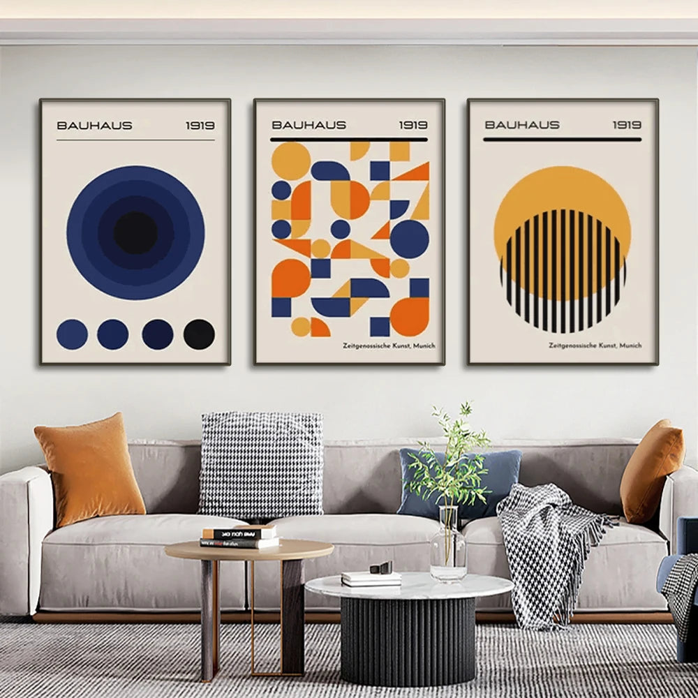 Bauhaus Abstract Geometric Posters Vertical Canvas Art