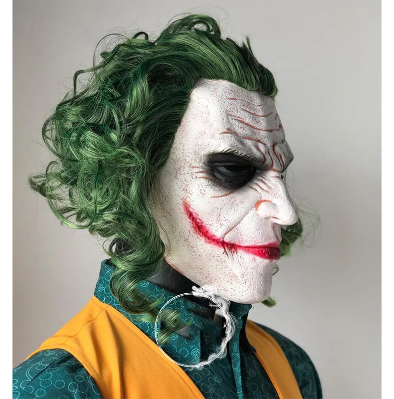 Latex cosplaymasker van de Joker-clown met groene haarpruik voor volwassenen, Halloween-kostuumrekwisiet 2026