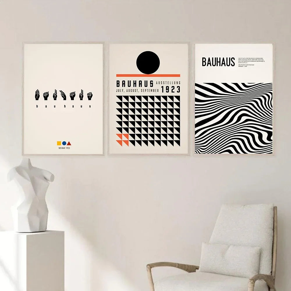 Impression sur toile murale Bauhaus avec citation rose moderne nordique