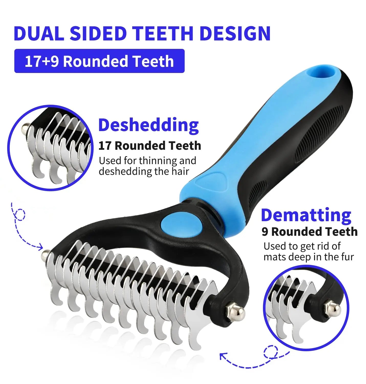 Pet Grooming Care Deshedding Brush for Dogs & Cats - Fur Remover & Knot Cutter Comb