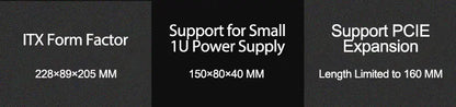 Boîtier Mini ITX HTPC Alimentation 1U Support Maille Compact Théâtre à Domicile