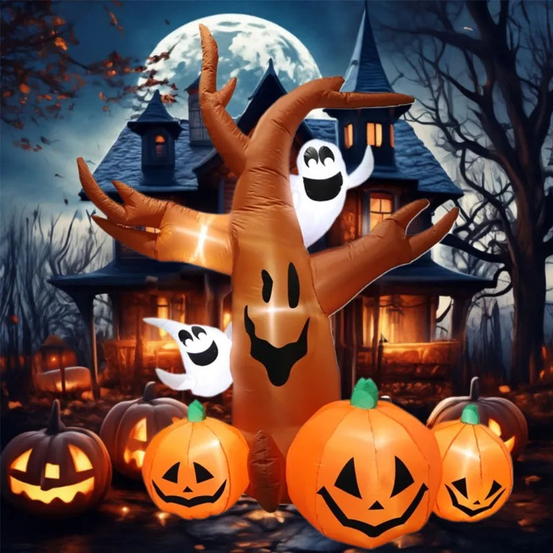 Decoración inflable de Halloween Árbol de calabazas Exterior Otoño 2025