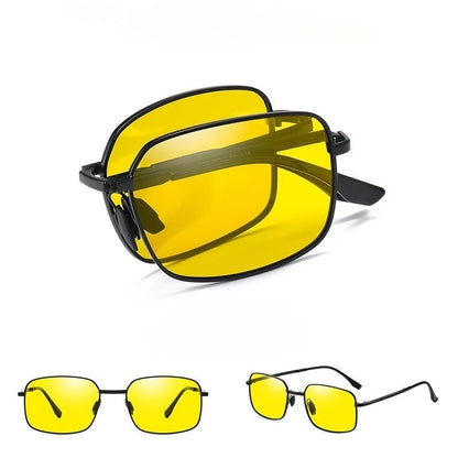Gafas de sol polarizadas plegables Paquete de 2 Uso dual para conducción día y noche Montura cuadrada que cambia de color Tendencia primavera 2026