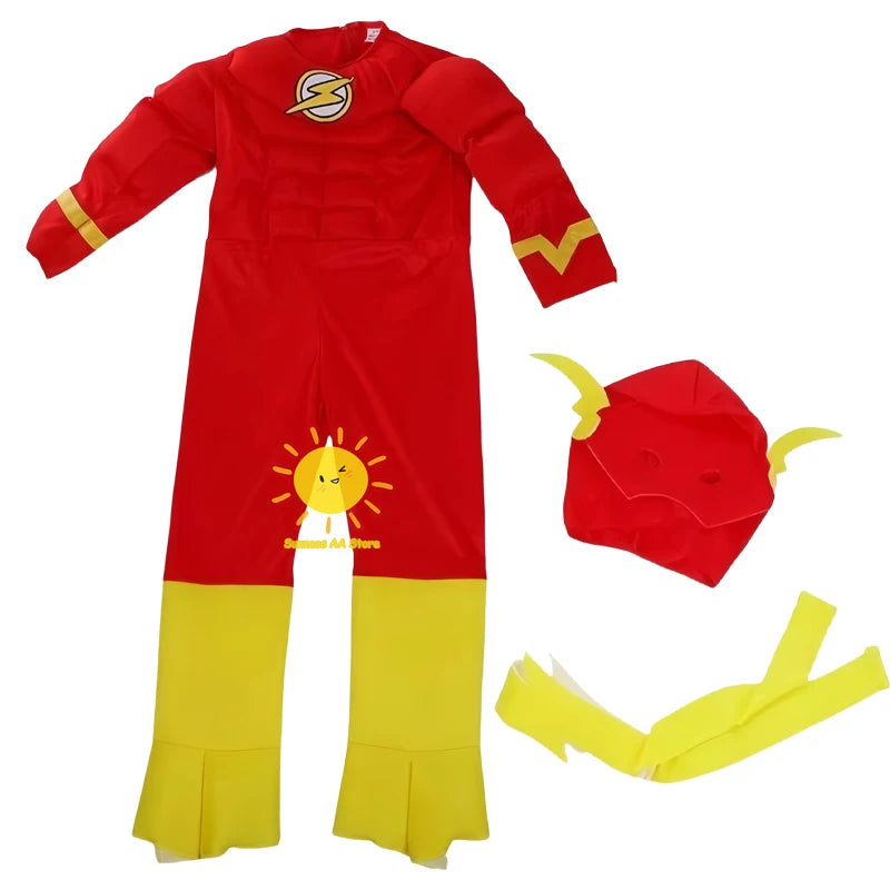 The Flash DC-superheldencosplaykostuum, gespierd pak met masker en riem voor volwassenen, Halloween-carnaval 2026