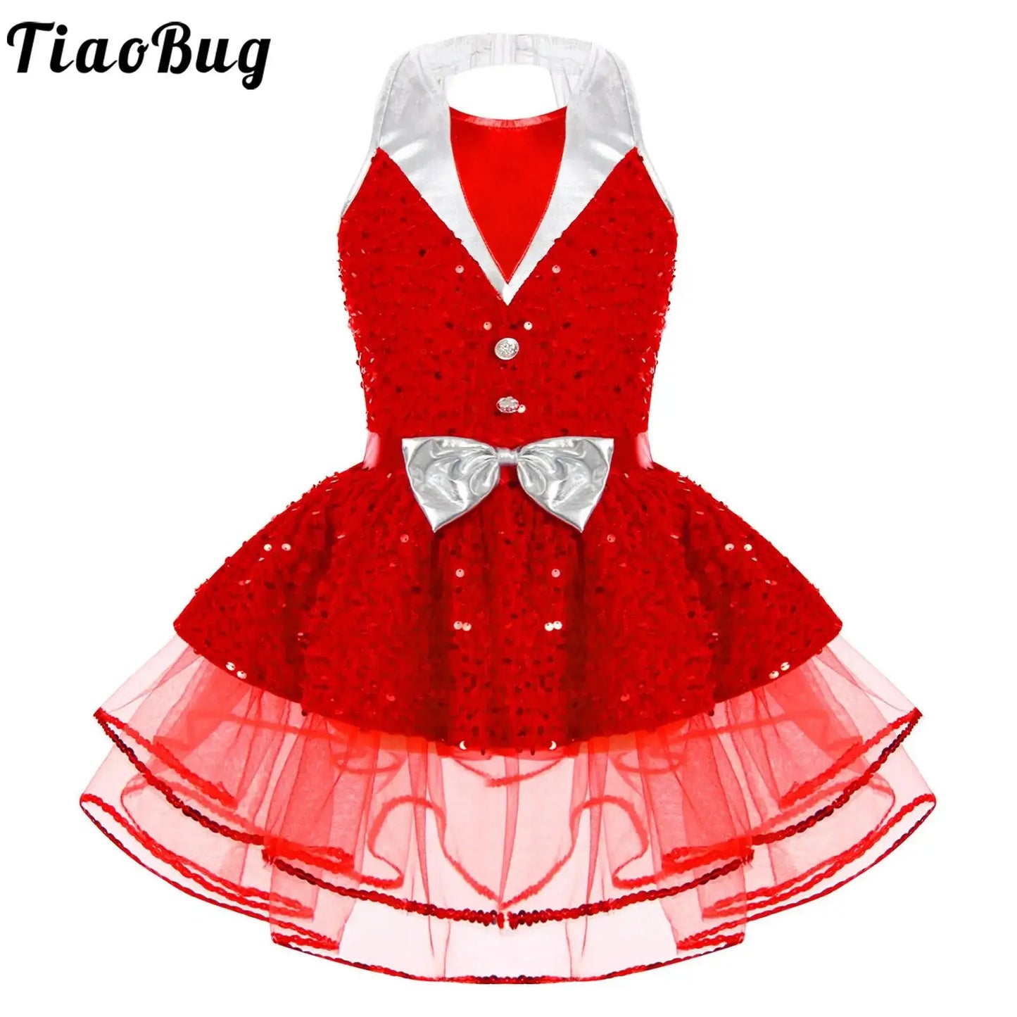 Lightweight girls' leotard - sequined skirted tutu, polyester, for ballet and dance performances