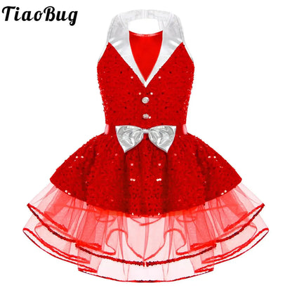 Lightweight girls' leotard - sequined skirted tutu, polyester, for ballet and dance performances