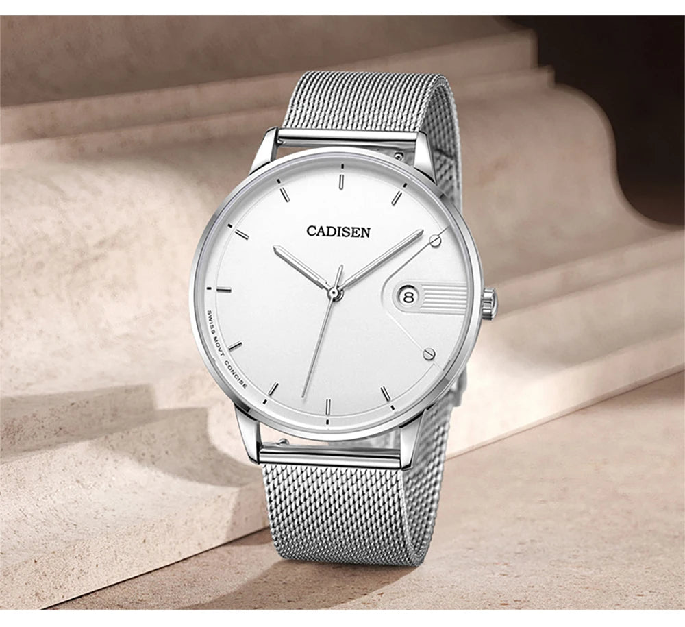 Ultra Thin Swiss Quartz Mesh Strap Watch 7mm Sapphire