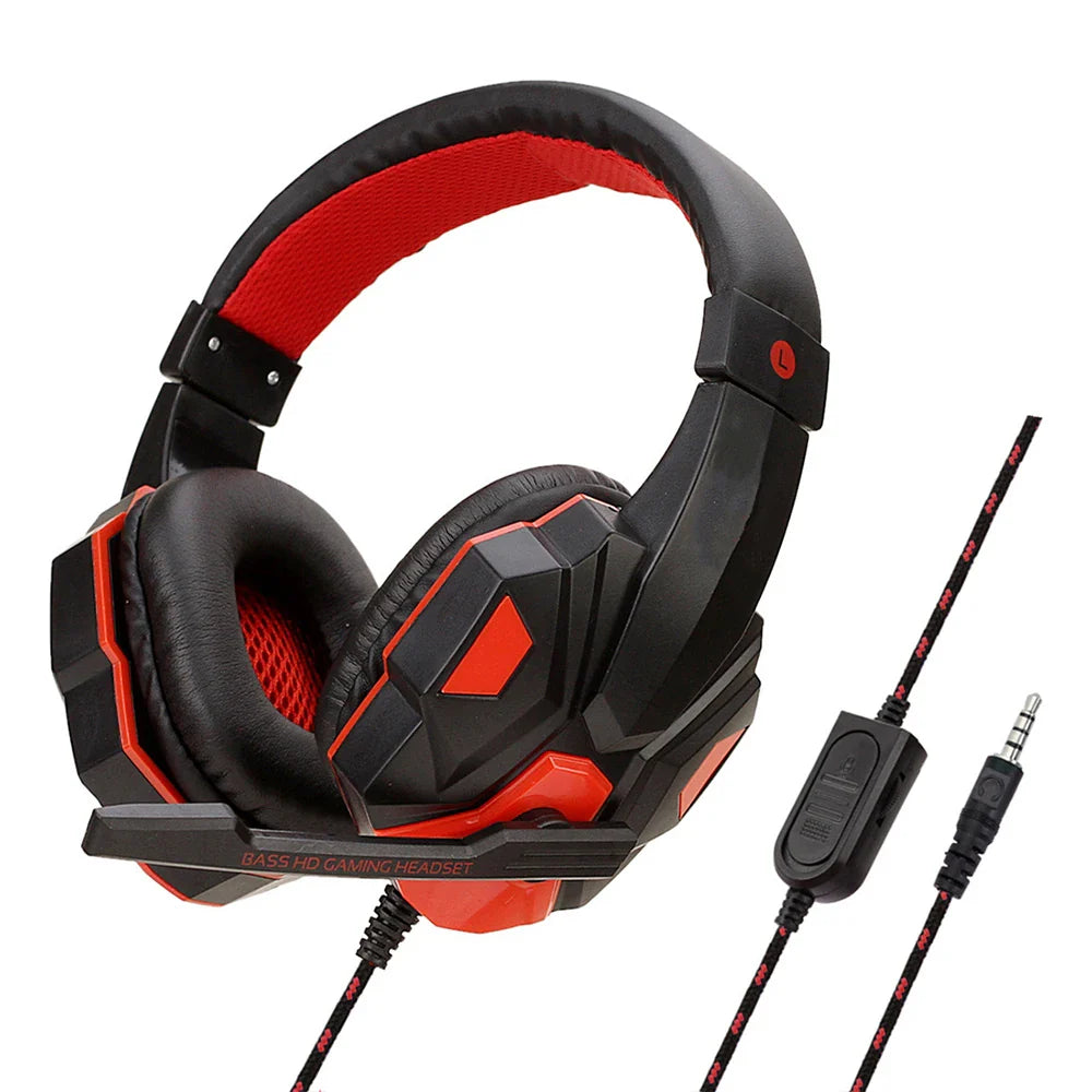 Gaming Headset Wired Noise Cancelling Microphone Adjustable