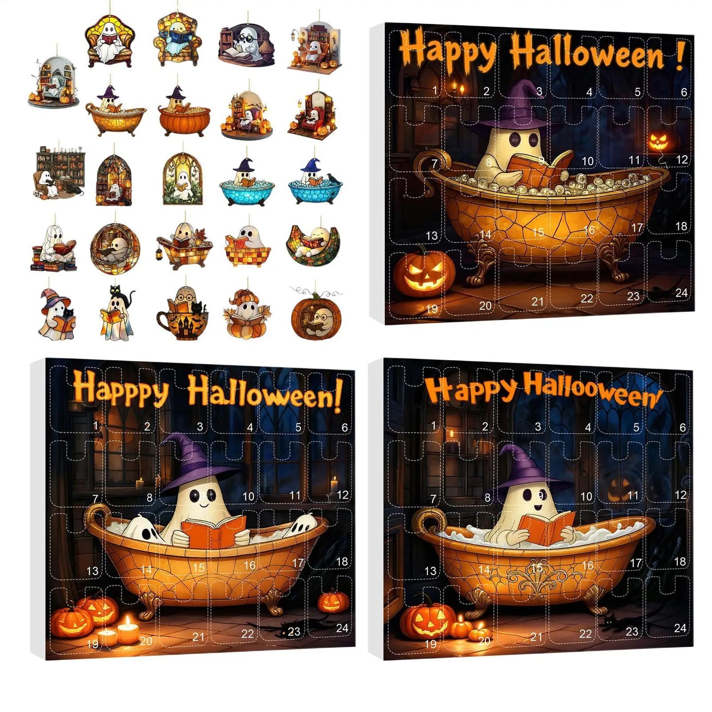 Calendario de Cuenta Regresiva de Halloween 24 Fantasmas de Acrílico Decoración