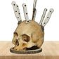 Gothic Skull Knife Holder - Unique Handcrafted Kitchen Decor, Holds 7 Knives