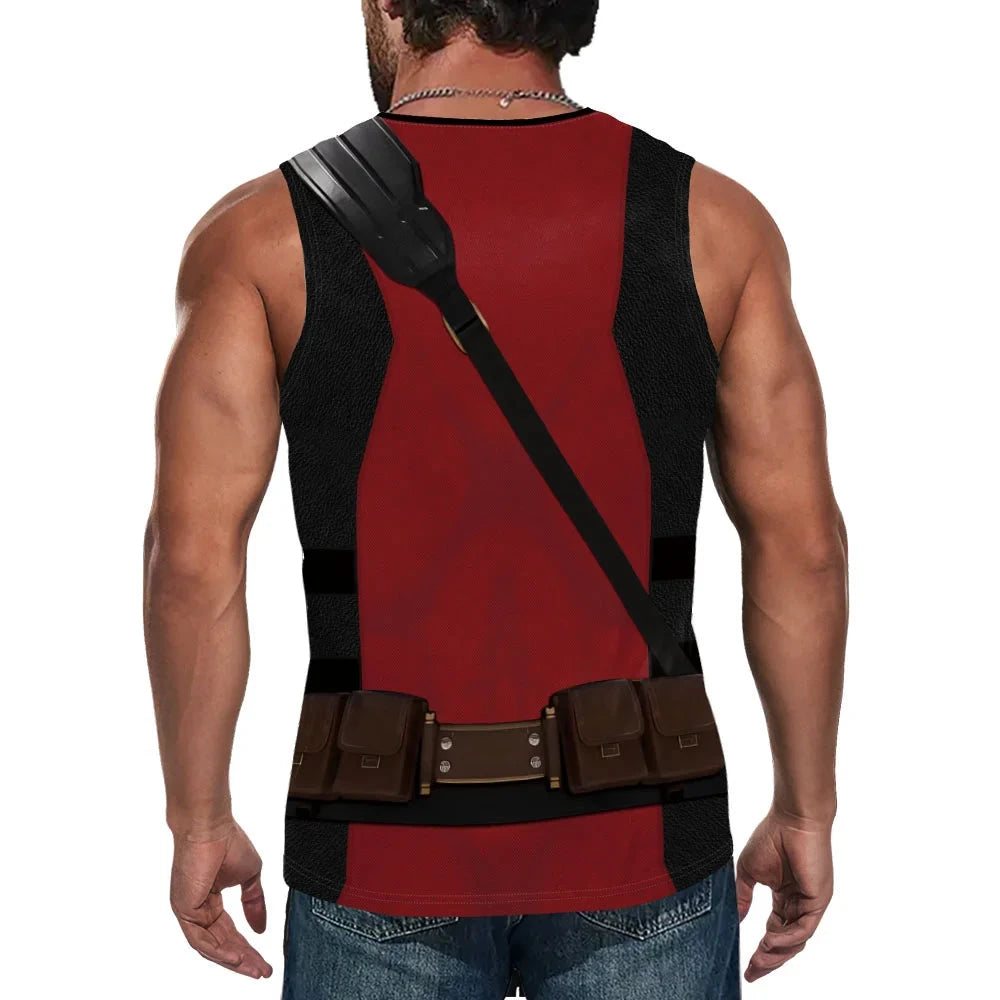 Deadpool & Wolverine Inspired Superhero Compression Tank Top - Workout Vest for Bodybuilding Perfect for Cosplay and Fitness Activities