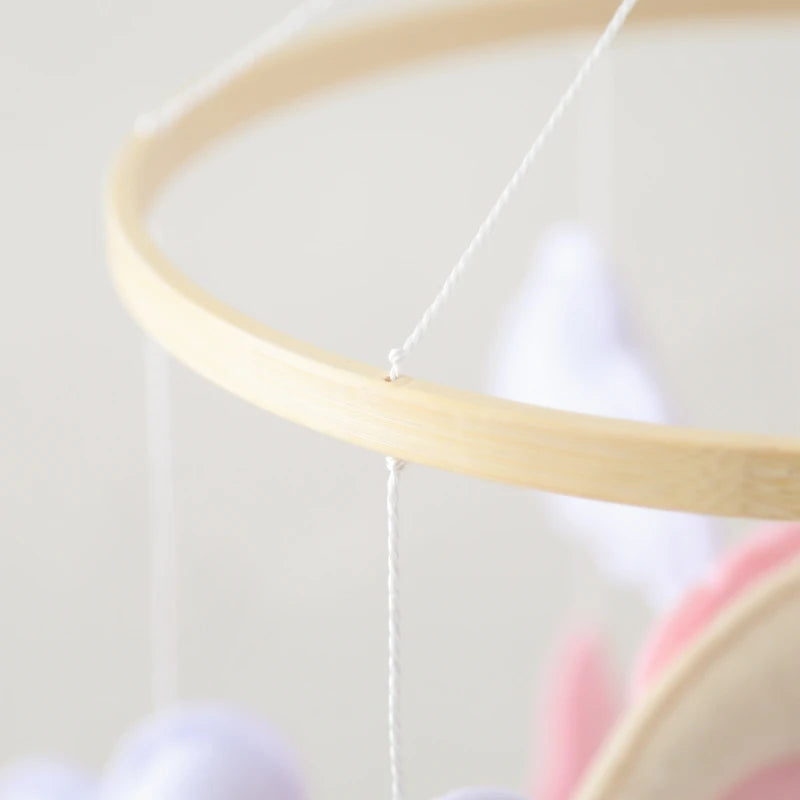 Wooden Crib Mobile Felt Bear Musical Newborn Sensory Toys