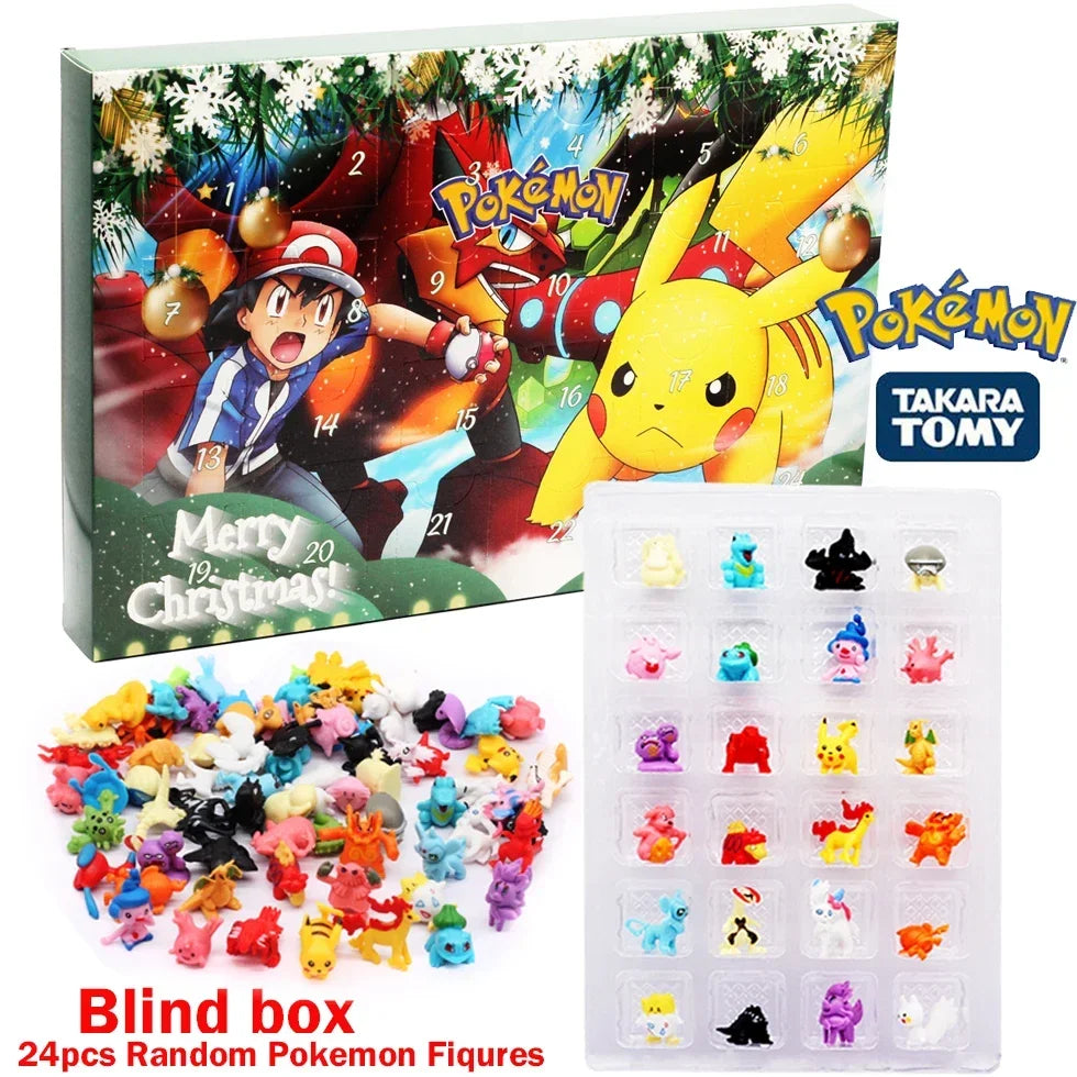 Kawaii Pikachu Christmas Advent Calendar - 24pcs PVC Anime Figures for Kids, Holiday Gift Set