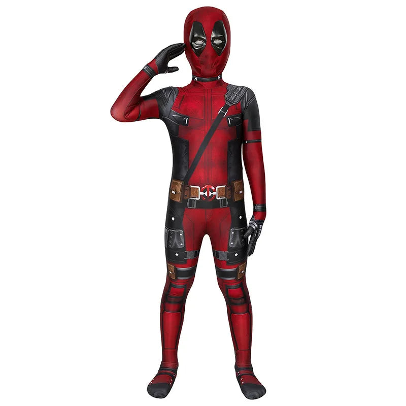 Deadpool-superhelte-cosplay-jumpsuit til børn med maske, komplet sæt til halloween og fødselsdagsgave 2026