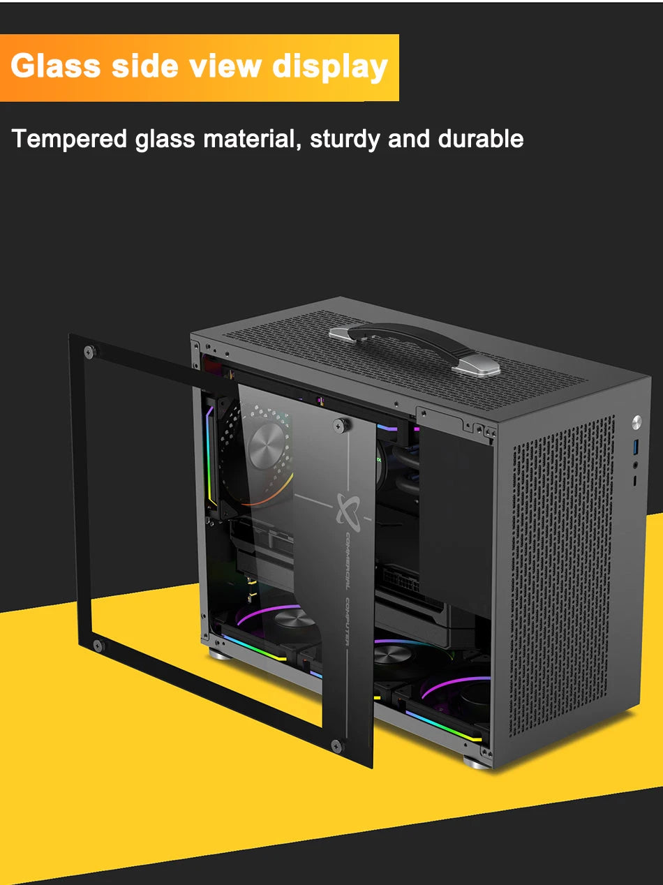 Boîtier PC Mini ITX Côté Transparent Refroidissement Liquide 240mm