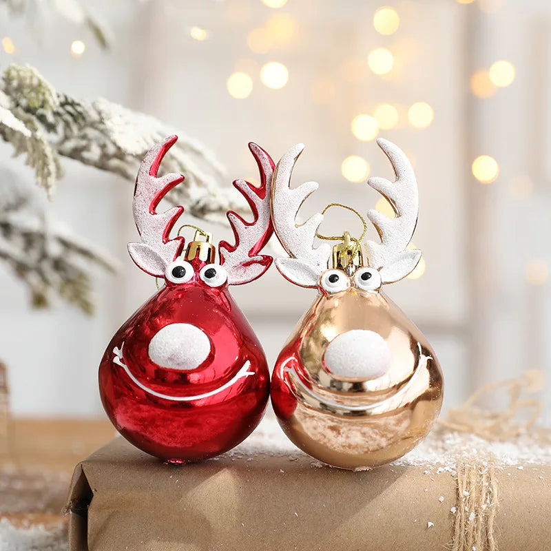 Set of 2 Elk-Themed Christmas Tree Ornaments - Festive Baubles for Home Holiday Decor, 2024 New Year Celebration