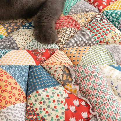 Cotton Sofa Cover Bohemian Plush Non-Slip Thickened Floral Cushion Protection