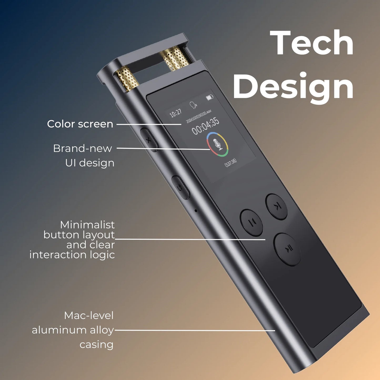 AI Voice Recorder 64GB Aluminum Dictaphone Transcribe