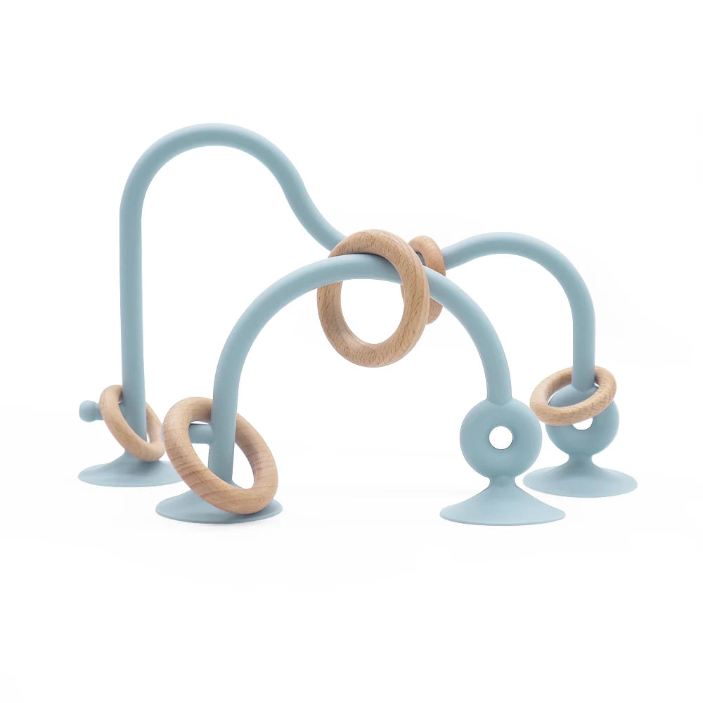 Variant image for Soft Silicone Teether Toy with Wooden Ring, Safe Teething Ring for Infants, Ideal for Teething Relief and Sensory Exploration-5