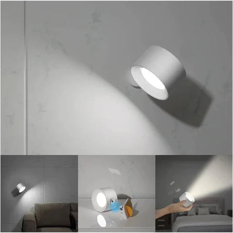 Cordless Dimmable Wall Lamp with 360° Rotation - Rechargeable Magnetic Light for Home Decor