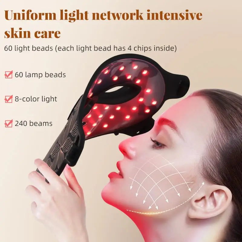 Gesichts-LED-Maske mit rotem Licht für den Hals, Infrarottherapie zur Hautverjüngung und gegen Hautalterung, Geschenkidee für 2026