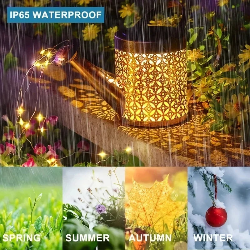 Solar Watering Can Light Retro Metal Hanging Lantern Outdoor Garden Decor Summer 2025 Waterproof Whimsical