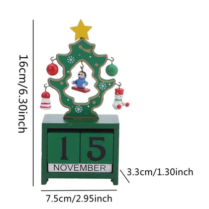 Adorno de calendario de cuenta regresiva de madera para Navidad, decoración de mesa