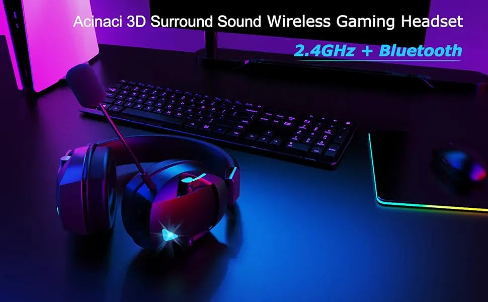Wireless Gaming Headset Detachable Mic Multi Mode Comfort