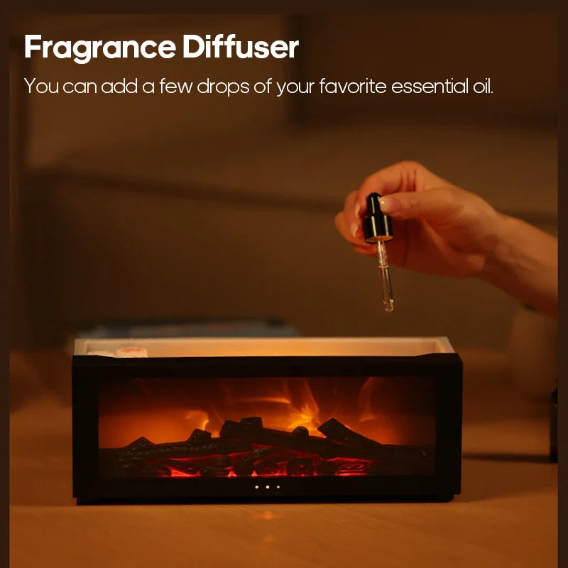 Ätherischer Öl-Diffusor Kaminflammen-Luftbefeuchter Buntes LED Aroma Nebel Fernbedienung Timer USB Gemütlicher Herbst 2025 Geschenk